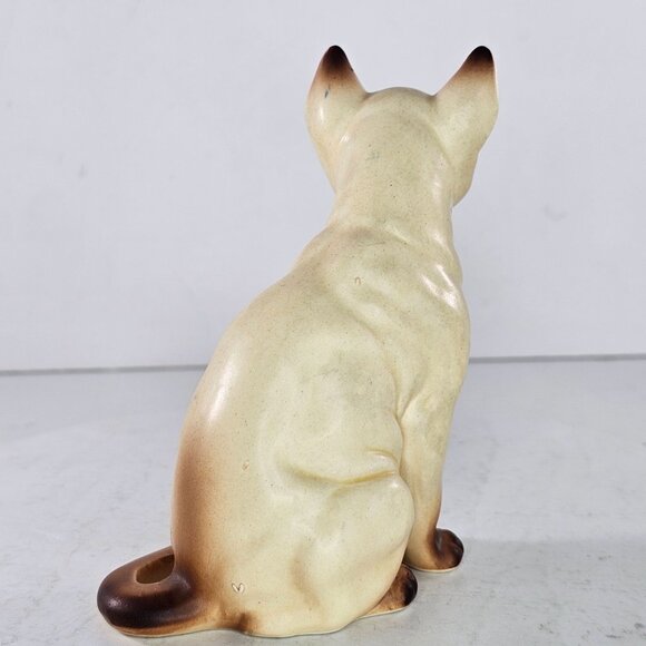 Vintage Ceramic Siamese Cat Figurine Tan Brown Sitting 5" Tall Kitten - Picture 8 of 8